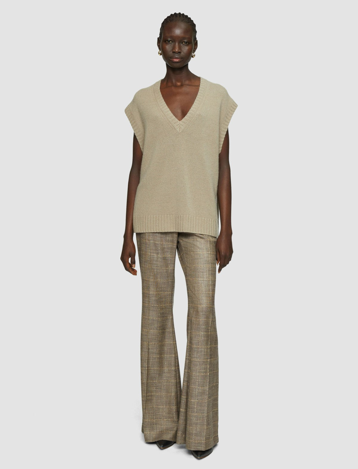 JOSEPH Fashion Women Open Cashmere Vest Escargot