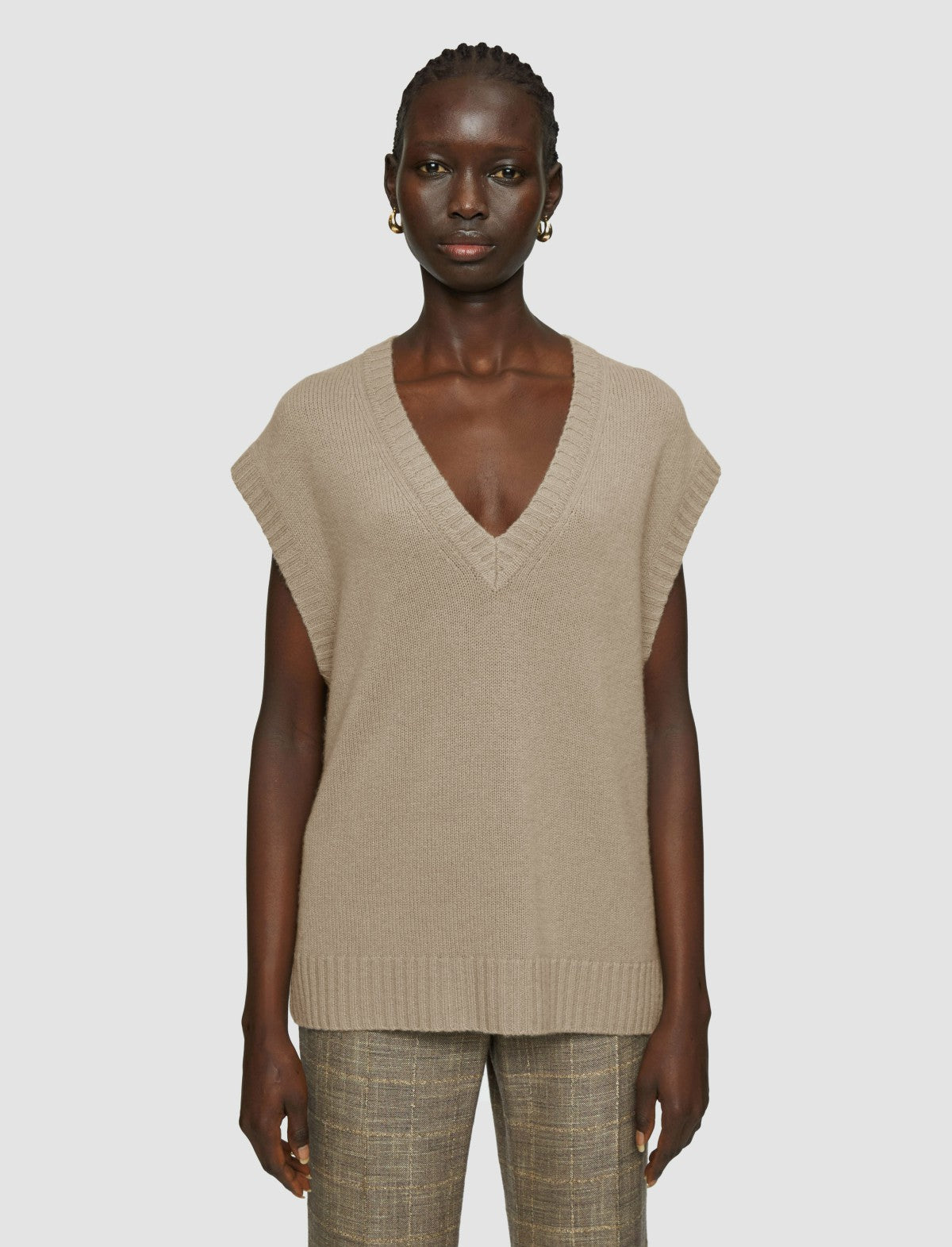JOSEPH Fashion Women Open Cashmere Vest Escargot