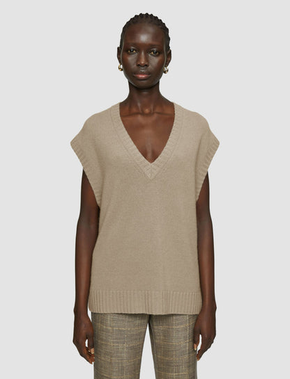 JOSEPH Fashion Women Open Cashmere Vest Escargot