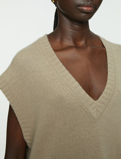 JOSEPH Fashion Women Open Cashmere Vest Escargot