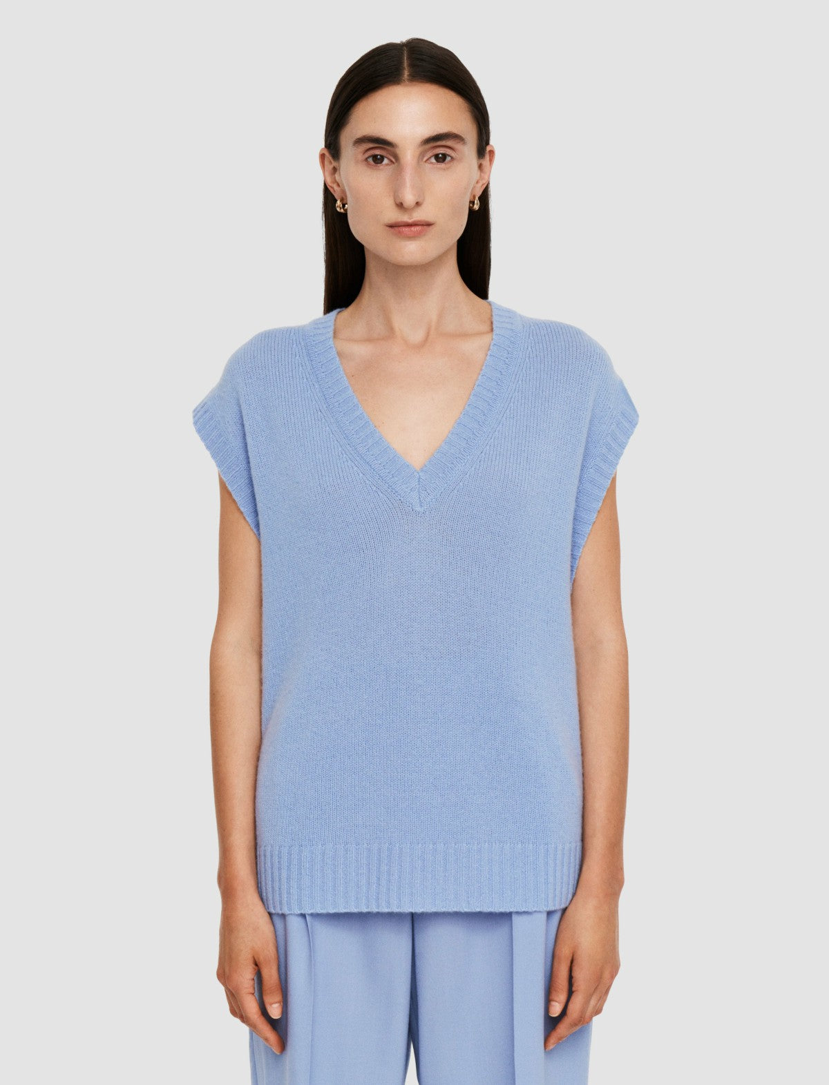 JOSEPH Fashion Women Open Cashmere Vest Faded Sky