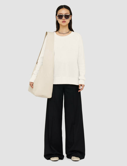 JOSEPH Fashion Women Open Cashmere Round Neck Jumper Ivory