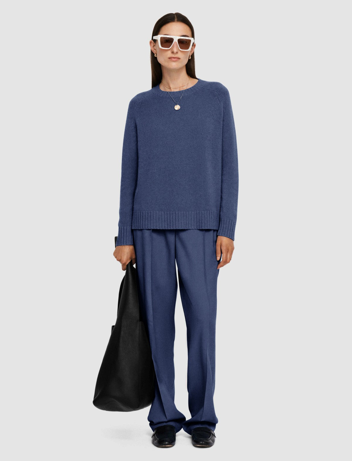 JOSEPH Fashion Women Open Cashmere Round Neck Jumper Harbour