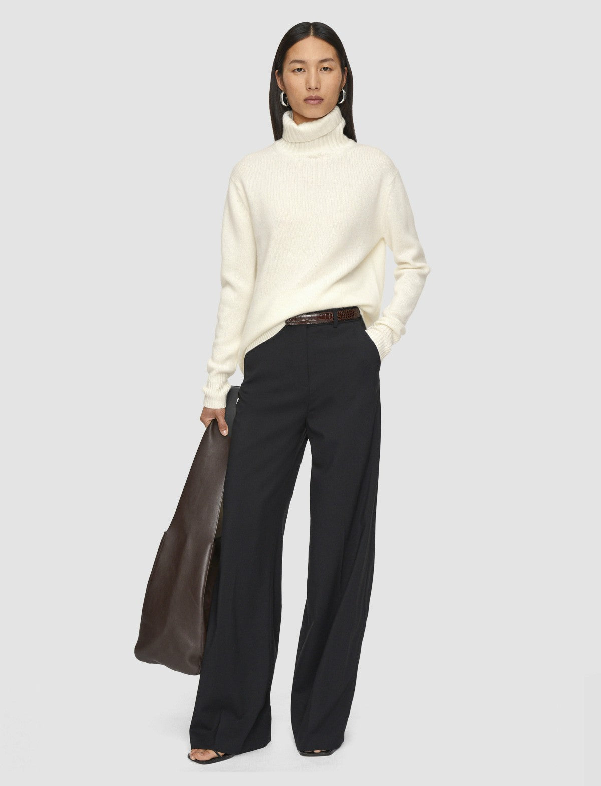 JOSEPH Fashion Women Open Cashmere High Neck Jumper Ivory