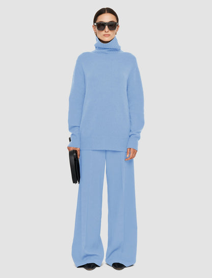 JOSEPH Fashion Women Open Cashmere High Neck Jumper Faded Sky
