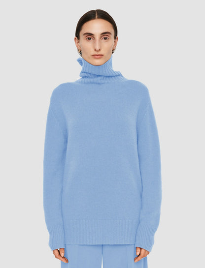 JOSEPH Fashion Women Open Cashmere High Neck Jumper Faded Sky