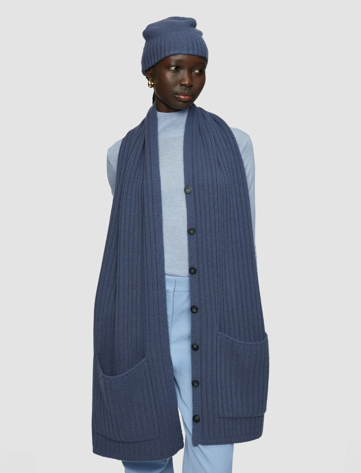 JOSEPH Fashion Women Open Cashmere Button Scarf Harbour