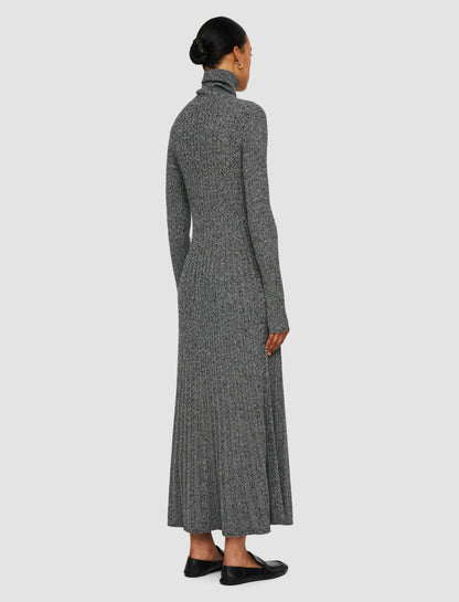 JOSEPH Fashion Women Ribbed Cable Knit Dress Ivory/Black