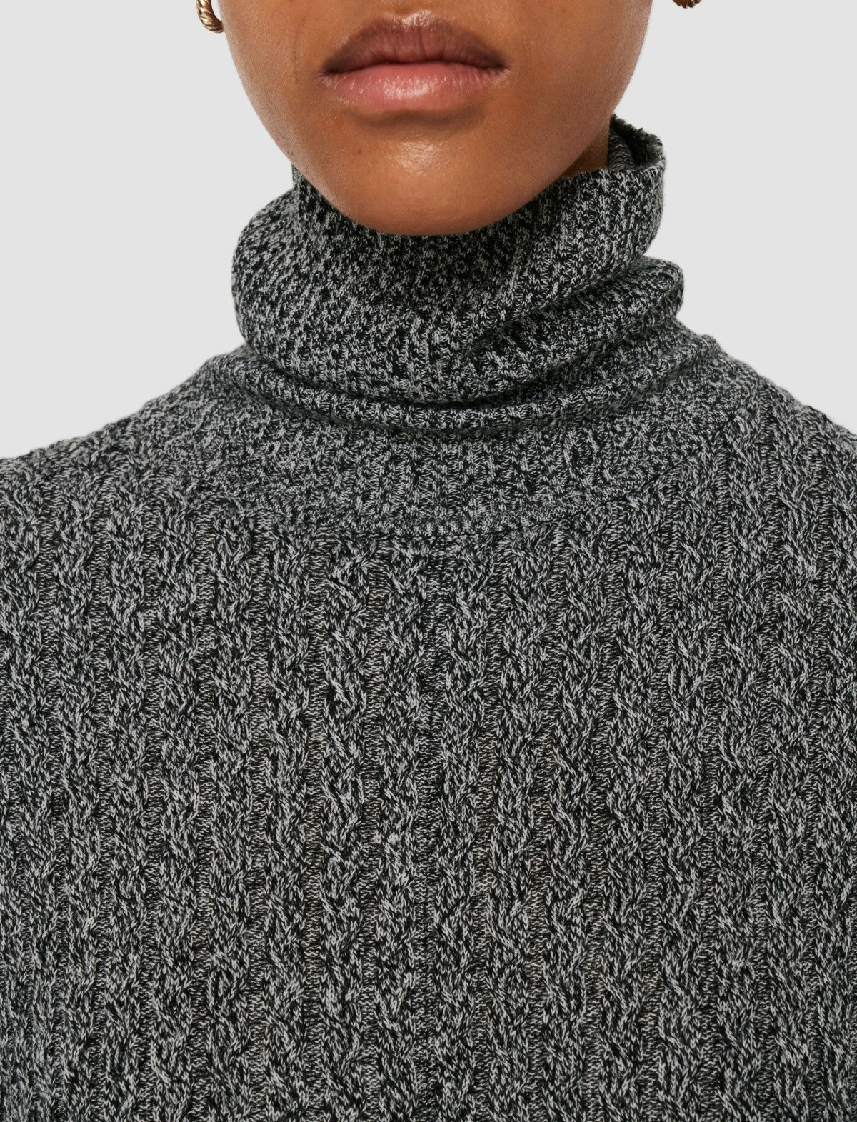 JOSEPH Fashion Women Ribbed Cable Knit Dress Ivory/Black