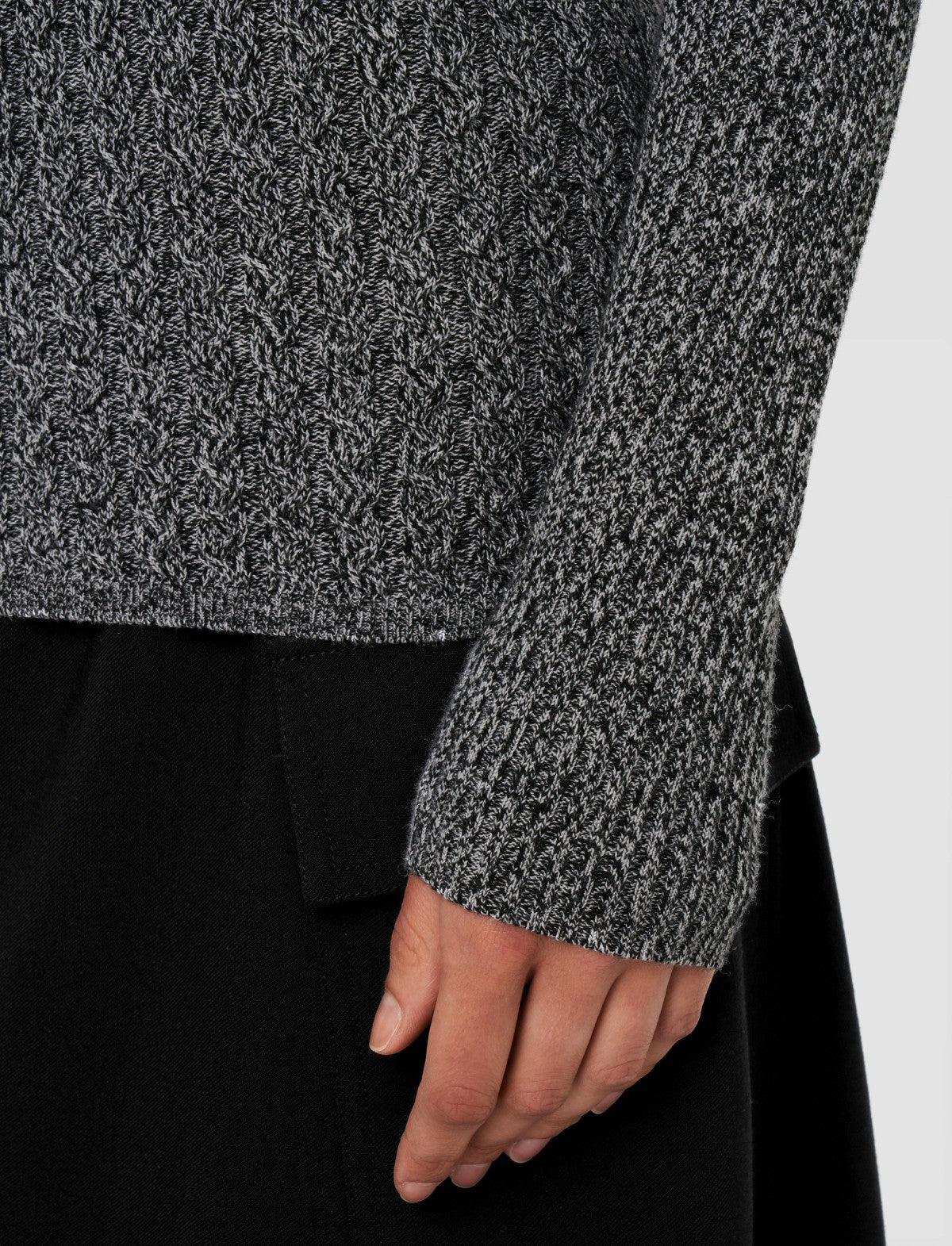 JOSEPH Fashion Women Ribbed Cable Knit High Neck Jumper Ivory/Black
