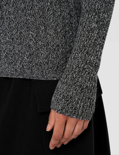 JOSEPH Fashion Women Ribbed Cable Knit High Neck Jumper Ivory/Black