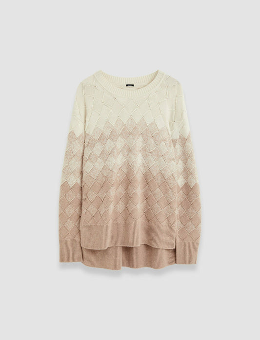 JOSEPH Fashion Women Weave Knit Round Neck Jumper Ivory/Blusher