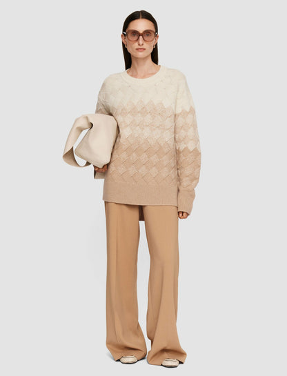 JOSEPH Fashion Women Weave Knit Round Neck Jumper Ivory/Blusher
