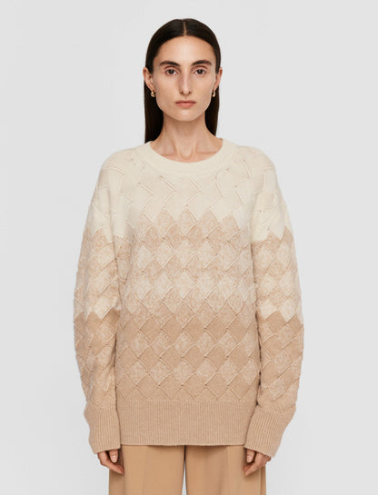 JOSEPH Fashion Women Weave Knit Round Neck Jumper Ivory/Blusher