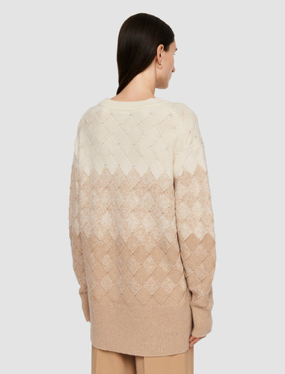 JOSEPH Fashion Women Weave Knit Round Neck Jumper Ivory/Blusher