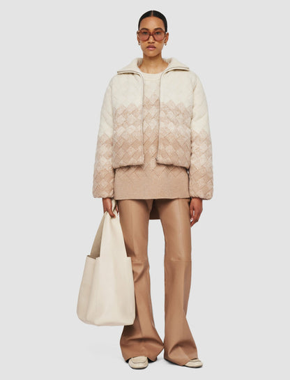 JOSEPH Fashion Women Weave Knit Puffer Jacket Ivory/Blusher