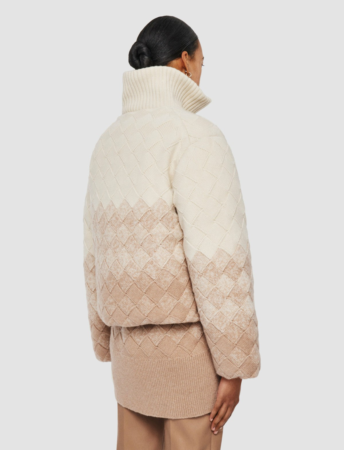 JOSEPH Fashion Women Weave Knit Puffer Jacket Ivory/Blusher
