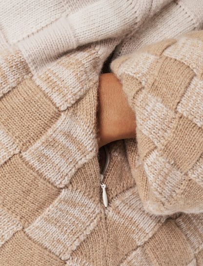JOSEPH Fashion Women Weave Knit Puffer Jacket Ivory/Blusher