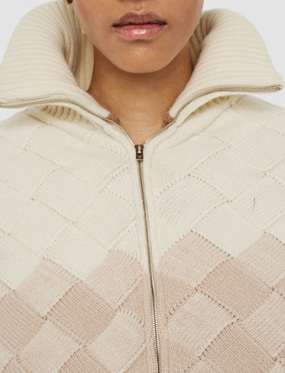 JOSEPH Fashion Women Weave Knit Puffer Jacket Ivory/Blusher