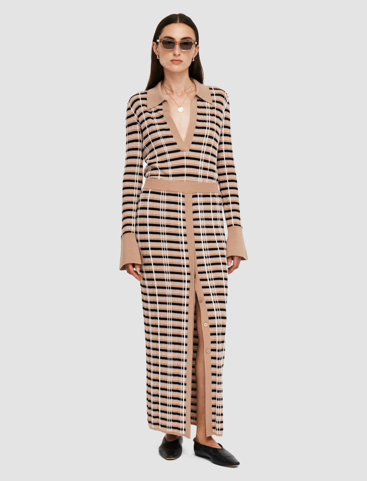JOSEPH Fashion Women Check Wool Silk Skirt Blusher Combo