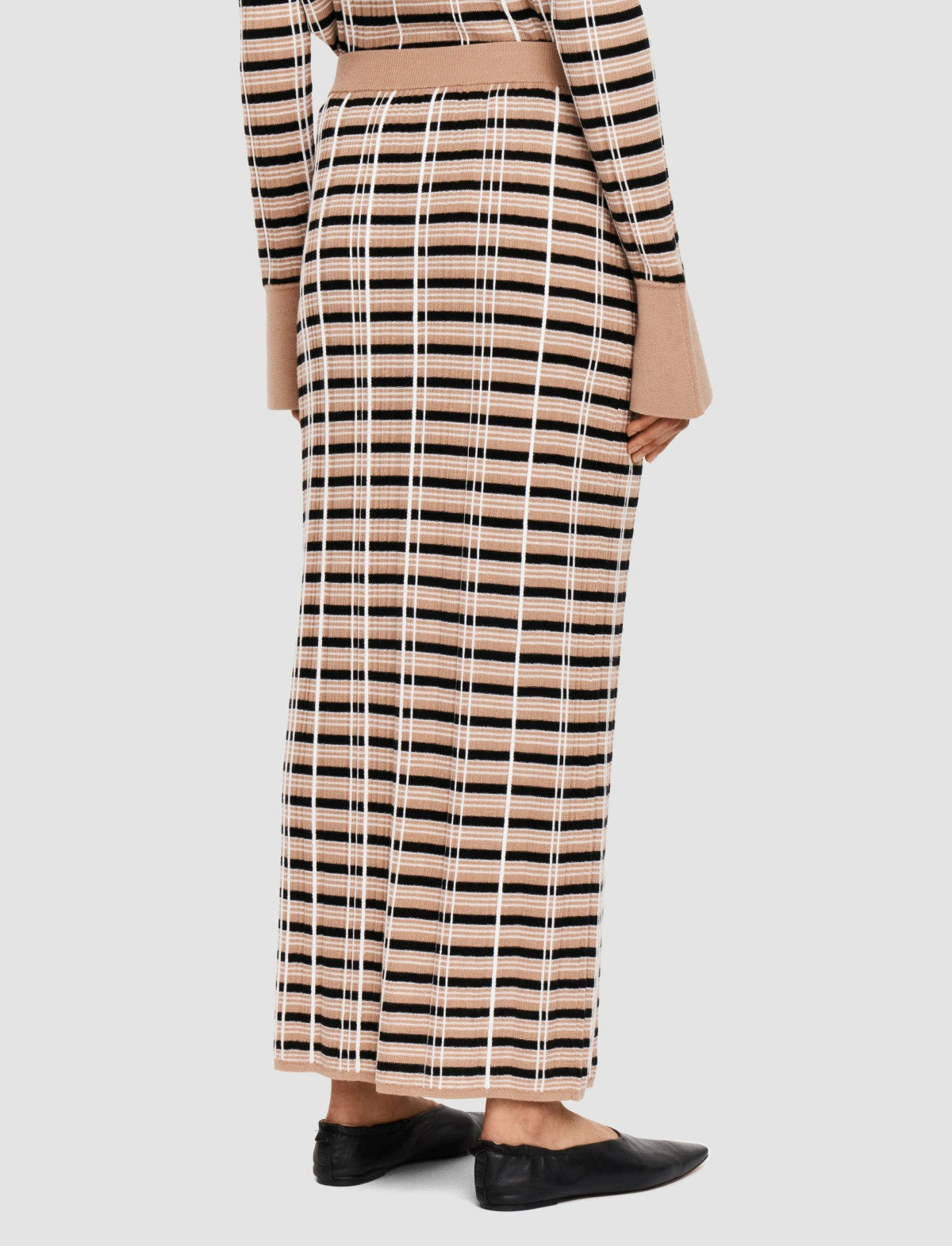 JOSEPH Fashion Women Check Wool Silk Skirt Blusher Combo