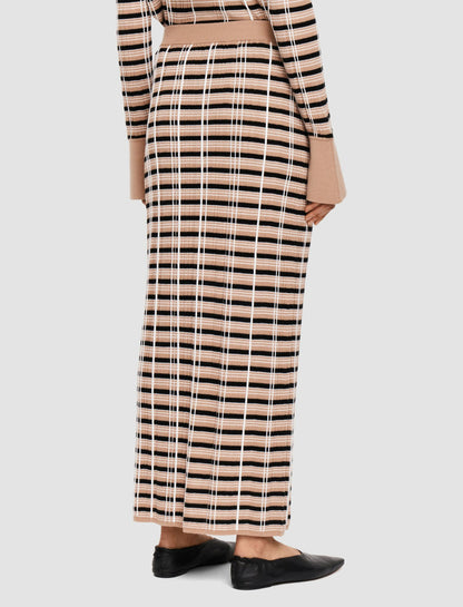 JOSEPH Fashion Women Check Wool Silk Skirt Blusher Combo