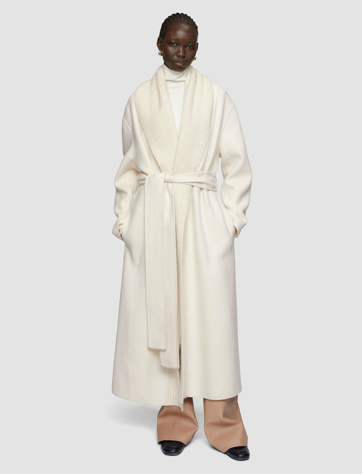 JOSEPH Fashion Women Rica Double Face Cashmere Coat Ivory