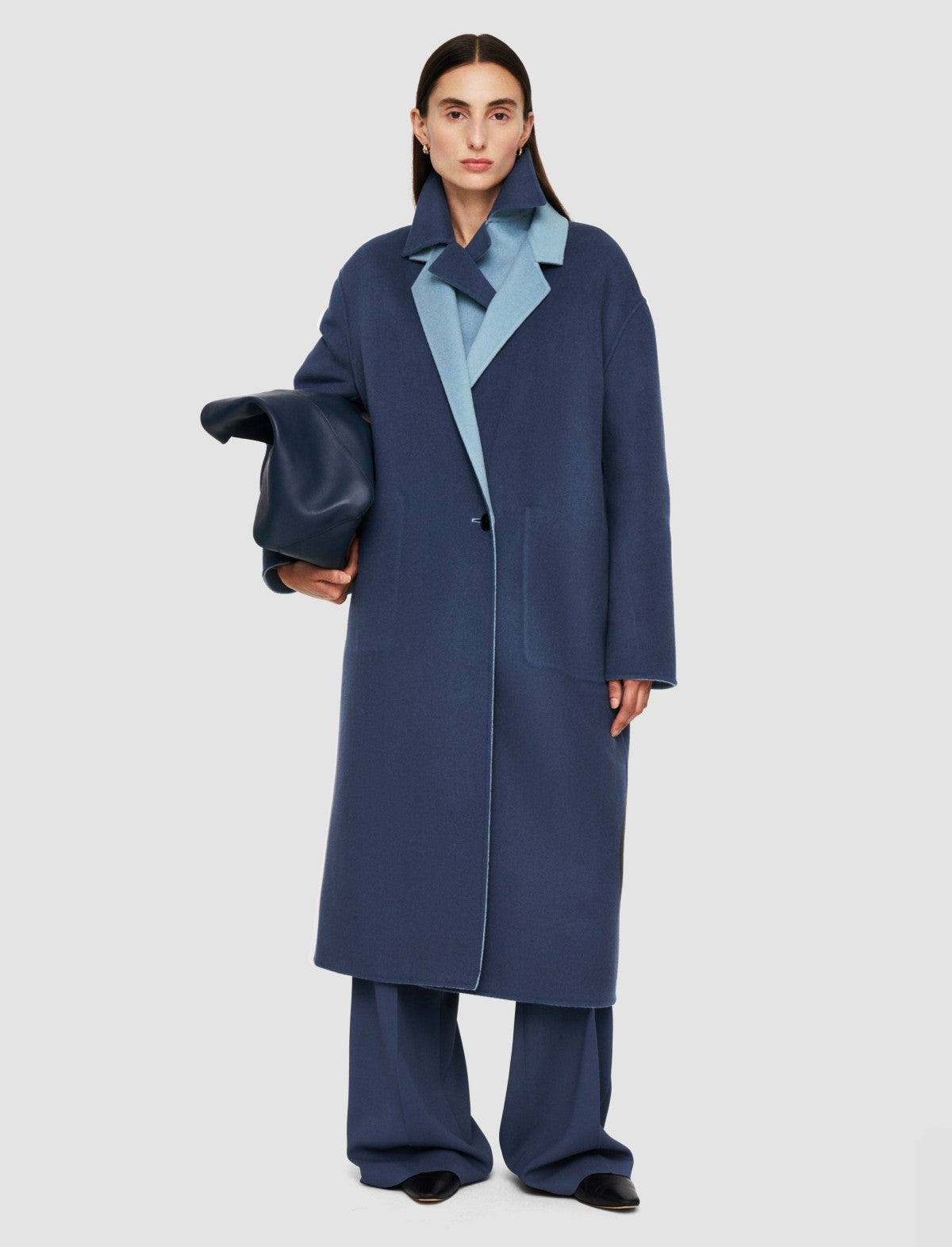 JOSEPH Fashion Women Edmond Reversible Double Face Cashmere Coat Faded Sky/Harbour