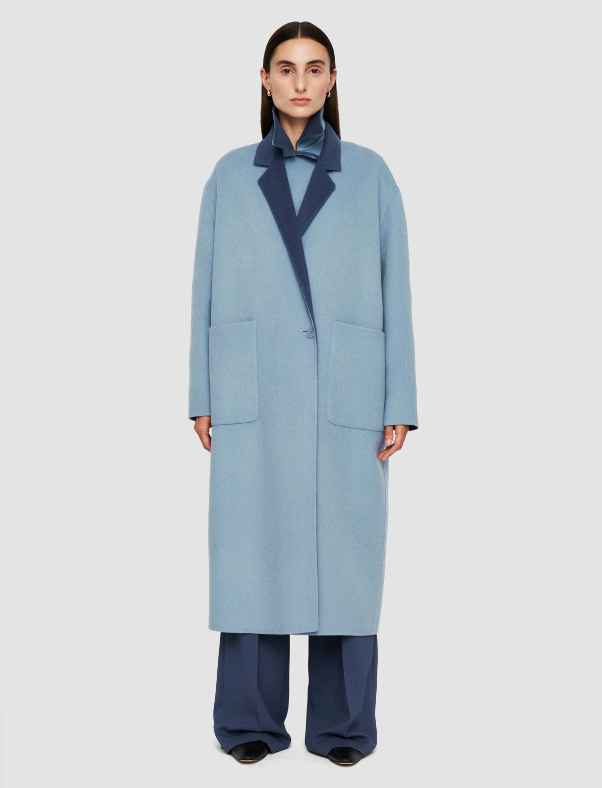 JOSEPH Fashion Women Edmond Reversible Double Face Cashmere Coat Faded Sky/Harbour
