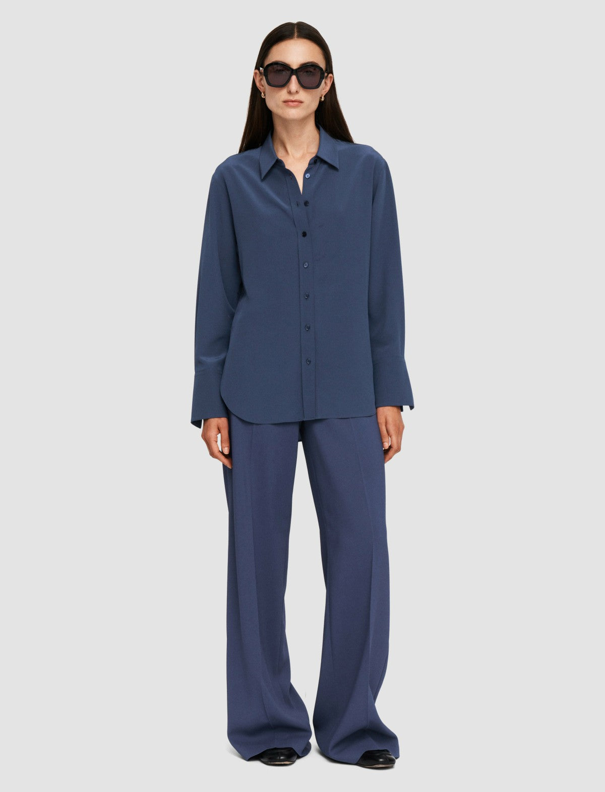 JOSEPH Fashion Women Joe Silk Crepe de Chine Blouse Harbour