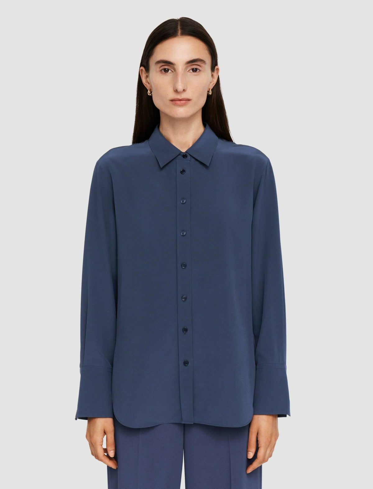 JOSEPH Fashion Women Joe Silk Crepe de Chine Blouse Harbour
