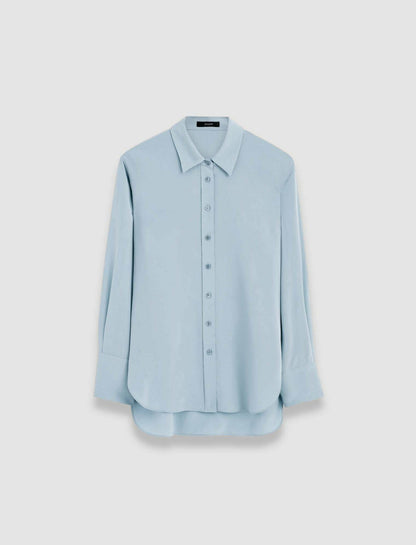 JOSEPH Fashion Women Joe Silk Crepe de Chine Blouse Faded Sky
