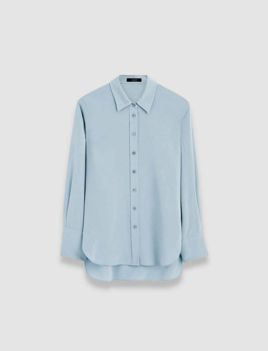 JOSEPH Fashion Women Joe Silk Crepe de Chine Blouse Faded Sky