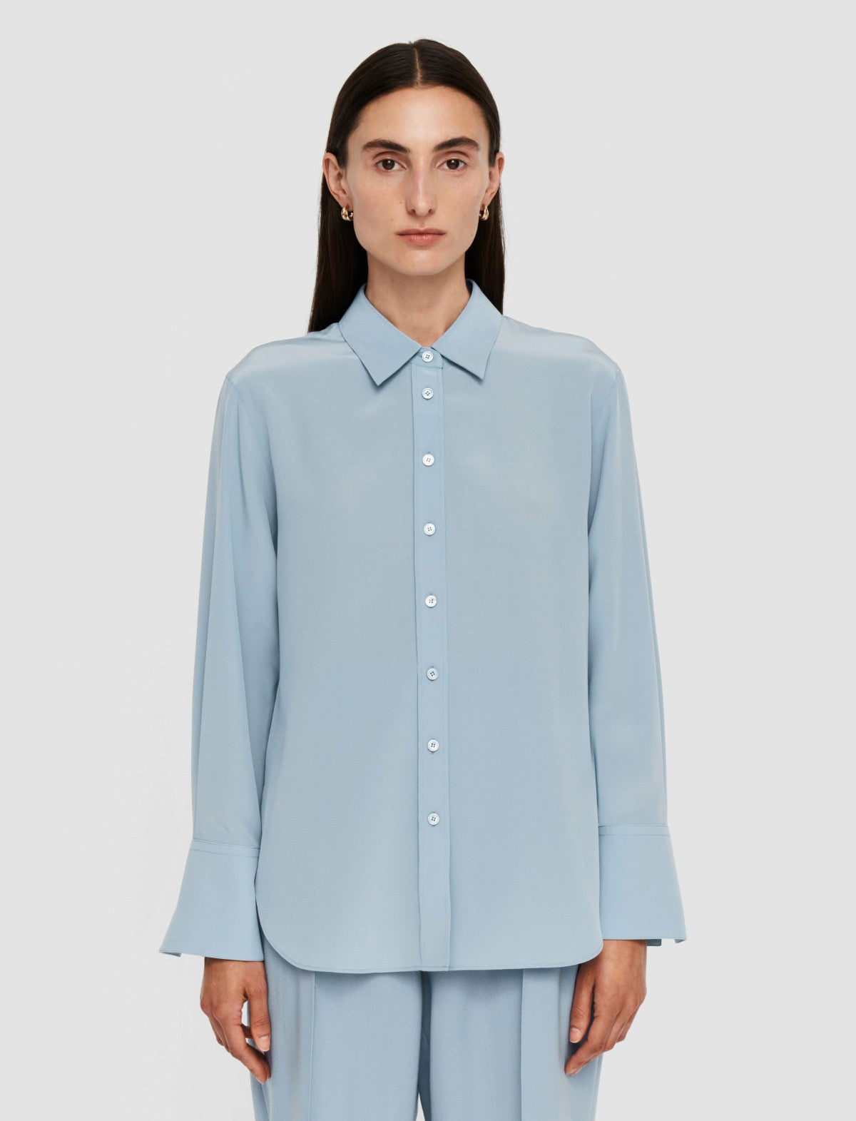 JOSEPH Fashion Women Joe Silk Crepe de Chine Blouse Faded Sky