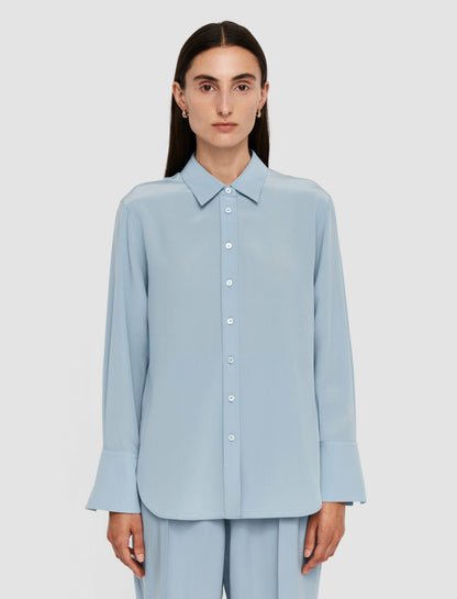 JOSEPH Fashion Women Joe Silk Crepe de Chine Blouse Faded Sky