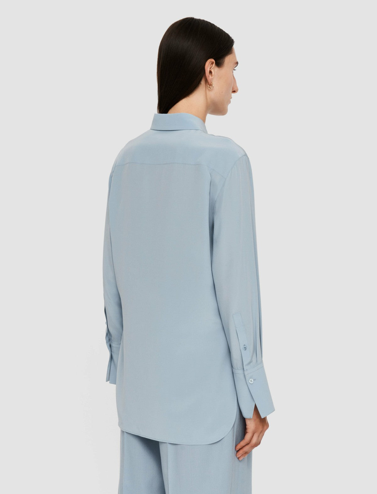 JOSEPH Fashion Women Joe Silk Crepe de Chine Blouse Faded Sky
