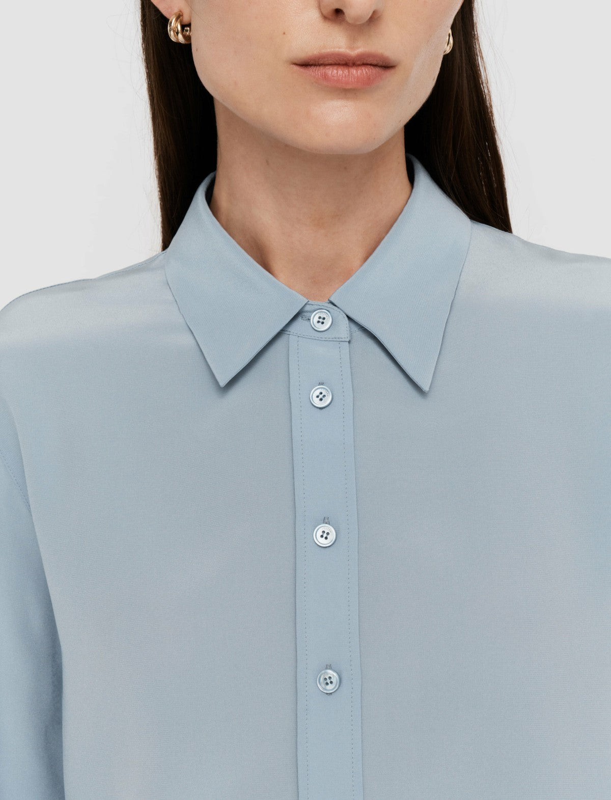 JOSEPH Fashion Women Joe Silk Crepe de Chine Blouse Faded Sky