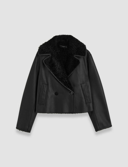 JOSEPH Fashion Women Rousse Textured Shearling Jacket Black