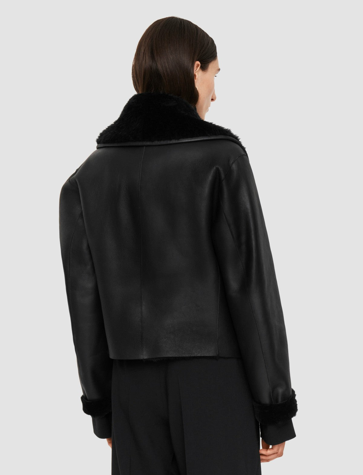 JOSEPH Fashion Women Rousse Textured Shearling Jacket Black