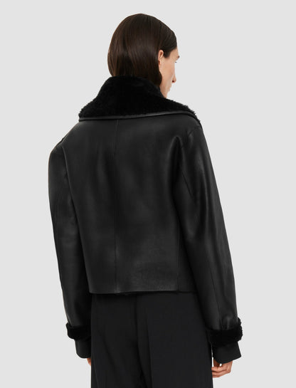 JOSEPH Fashion Women Rousse Textured Shearling Jacket Black