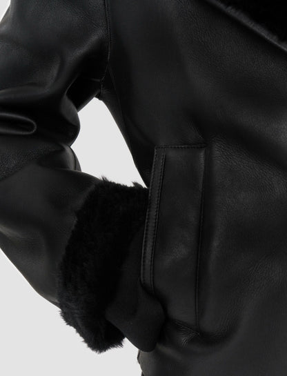 JOSEPH Fashion Women Rousse Textured Shearling Jacket Black