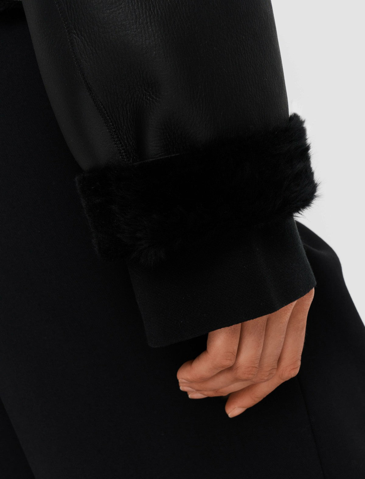 JOSEPH Fashion Women Rousse Textured Shearling Jacket Black