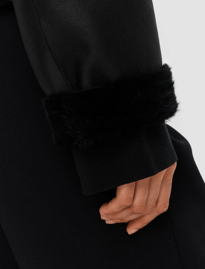 JOSEPH Fashion Women Rousse Textured Shearling Jacket Black