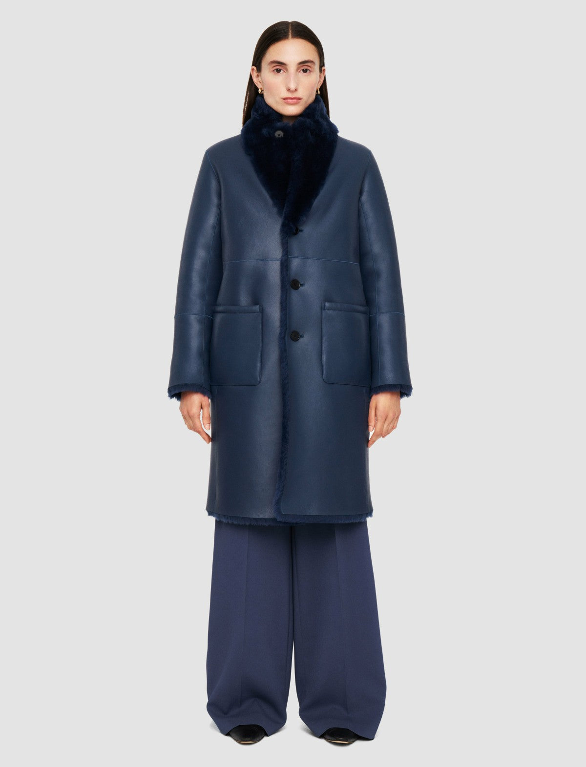 JOSEPH Fashion Women Britanny Reversible Shearling Coat Harbour
