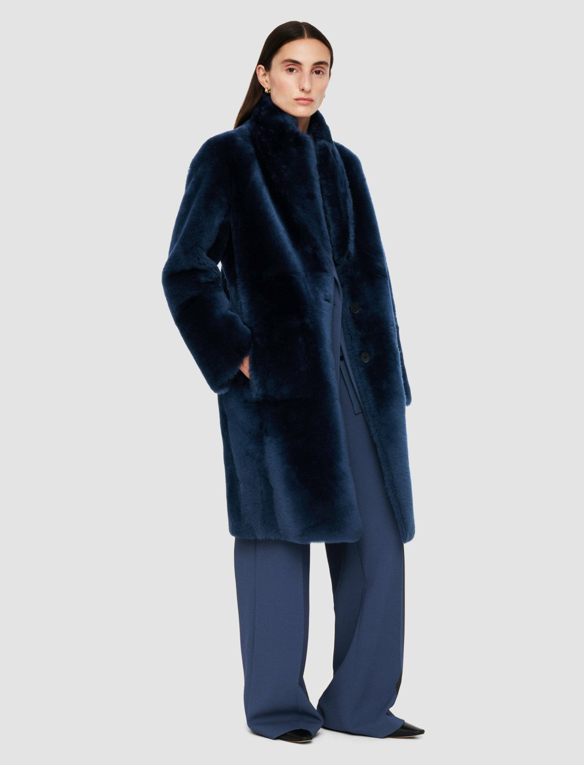 JOSEPH Fashion Women Britanny Reversible Shearling Coat Harbour