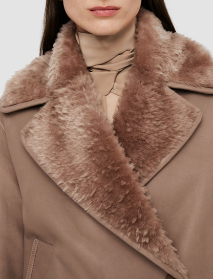 JOSEPH Fashion Women Rousse Textured Shearling Jacket Blusher