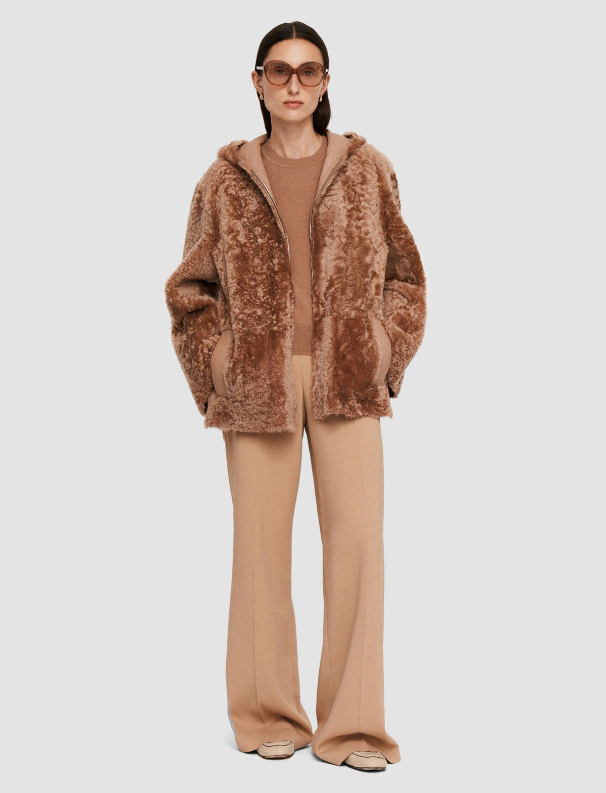 JOSEPH Fashion Women Cosser Reversible Shearling Coat Blusher
