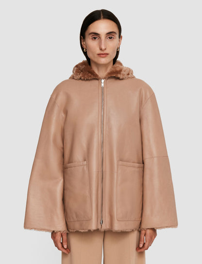 JOSEPH Fashion Women Cosser Reversible Shearling Coat Blusher