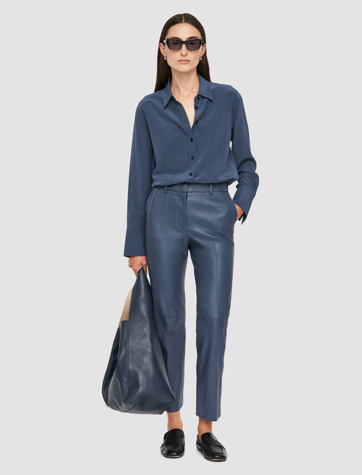 JOSEPH Fashion Women Coleman Leather Stretch Trousers Harbour