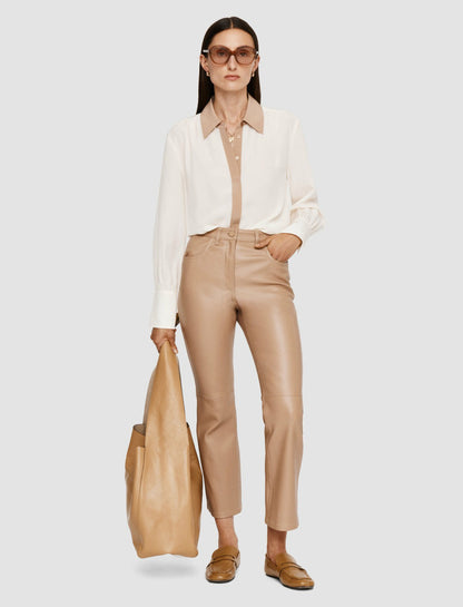 JOSEPH Fashion Women Duke Leather Stretch Trousers Blusher